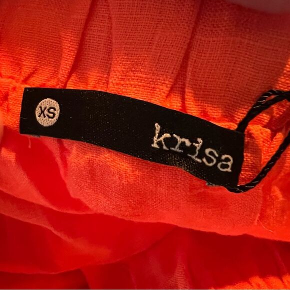 Karisa Linen tiered skirt 🌺 raw hem 🌺 NWT 🌺 Coral Orange - Picture 3 of 5